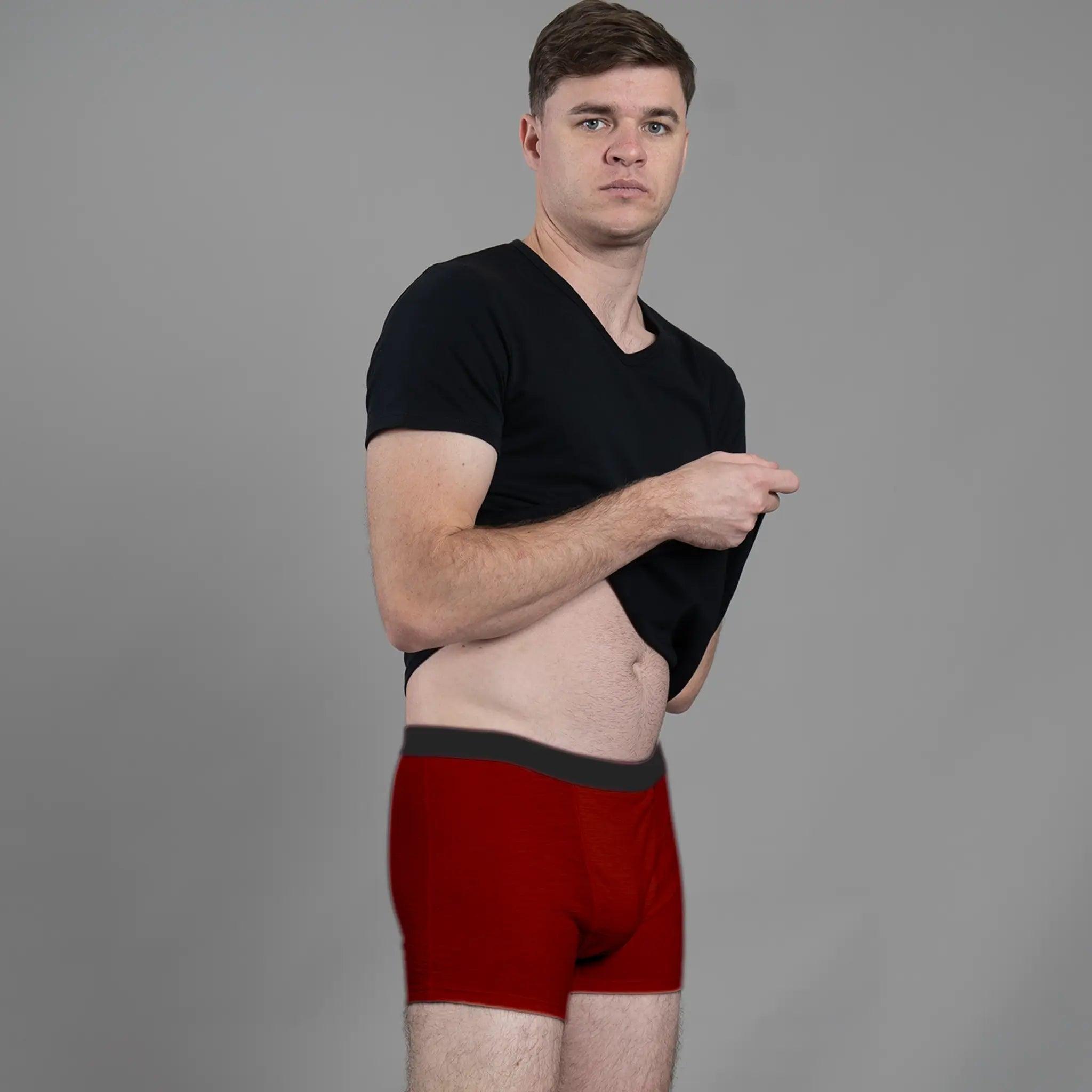 Men's Alpaca Wool Boxer Briefs: 160 Ultralight color Red