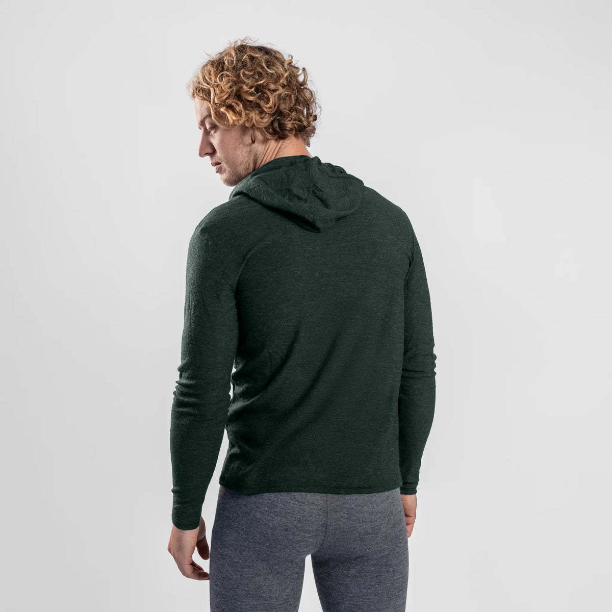 Men's Alpaca Wool Sun Hoodie: 160 Ultralight color dark teal