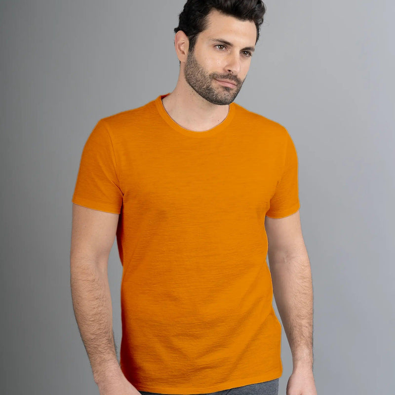 Men's Alpaca Wool T-Shirt: 160 Ultralight Crew Neck color Gold