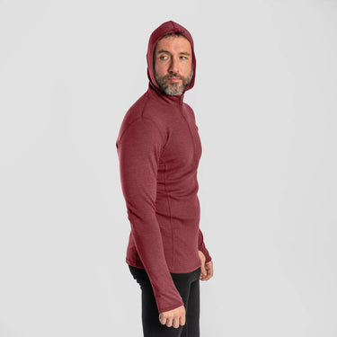 mens best lightweight baselayer half zip hoodie color natural red