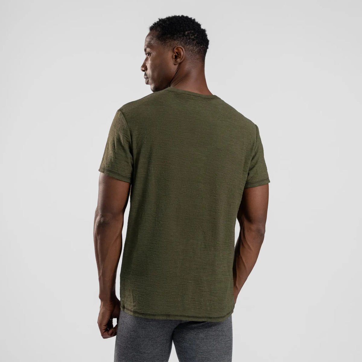 Men's Alpaca Wool T-Shirt: 160 Ultralight Crew Neck color green