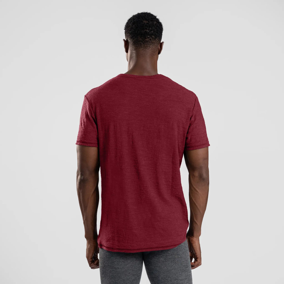 Men's Alpaca Wool T-Shirt: 160 Ultralight Crew Neck color maroon