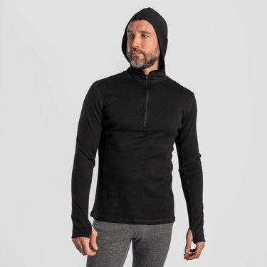 mens breathable baselayer half zip hoodie color black