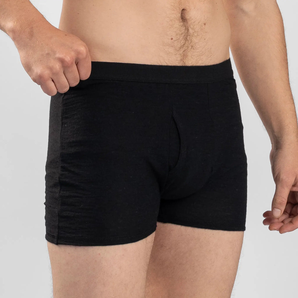 Men's Alpaca Wool Boxer Briefs fly color black