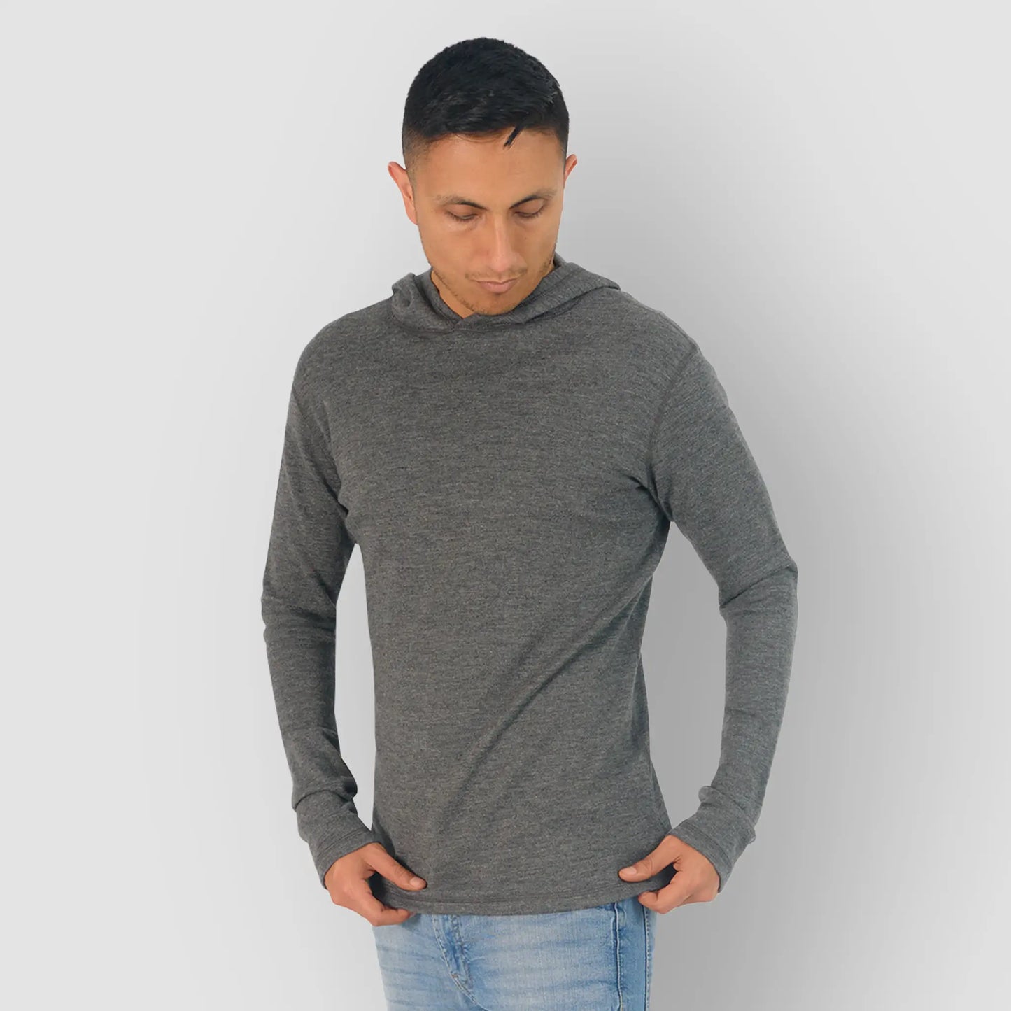 mens breathable pullover hoodie lightweight color gray