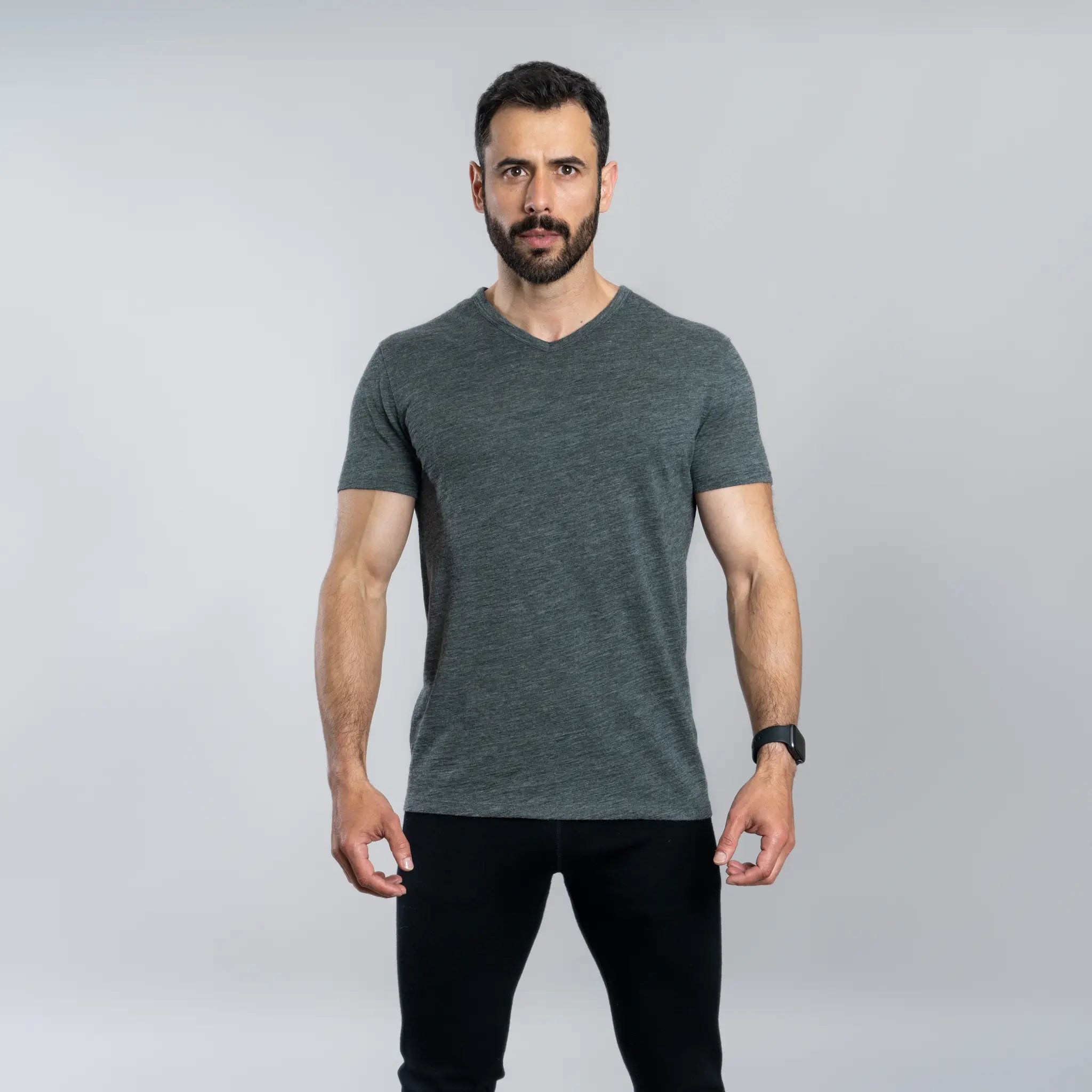 mens breathable vneck tshirt color gray