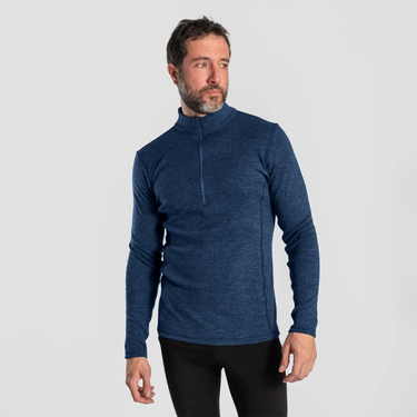mens comfort baselayer half zip color natural blue