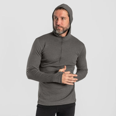 mens comfort baselayer half zip hoodie color gray