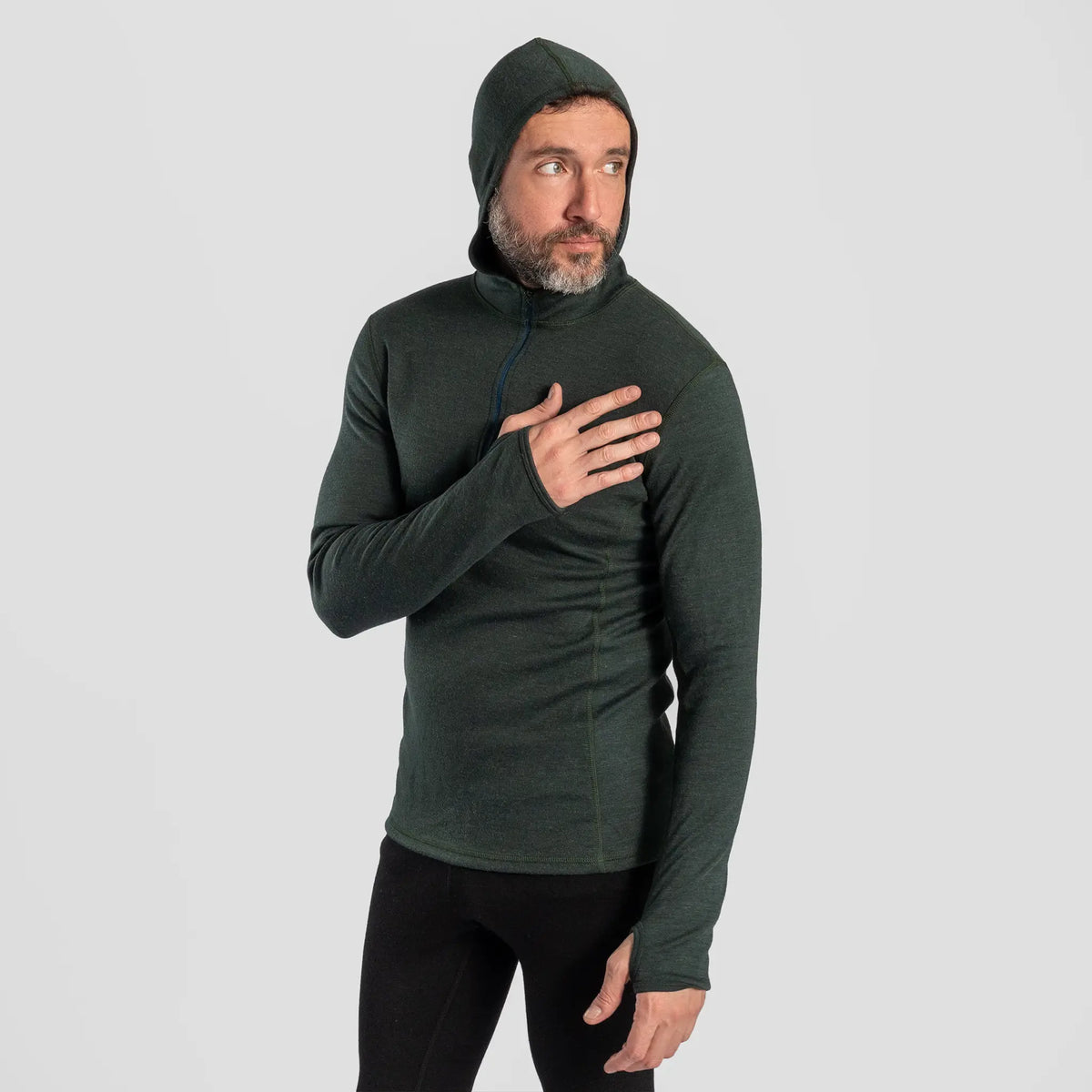 mens comfortable fit baselayer half zip hoodie color dark teal