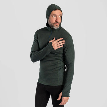 mens comfortable fit baselayer half zip hoodie color dark teal