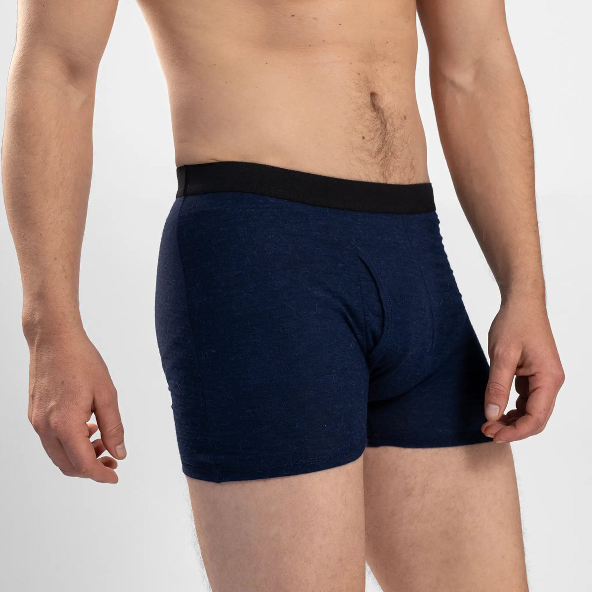 Men's Alpaca Wool Boxer Briefs fly color navy blue