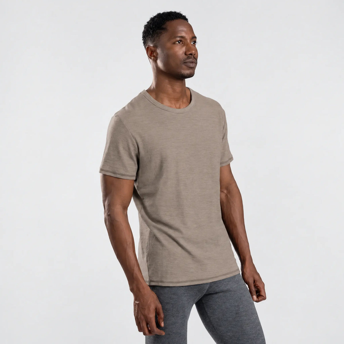 Men's Alpaca Wool T-Shirt: 160 Ultralight Crew Neck color Sand