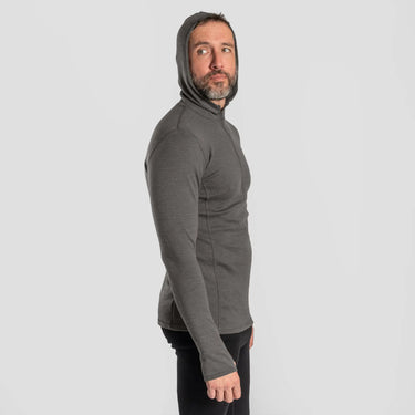 mens eco friendly baselayer half zip hoodie color gray