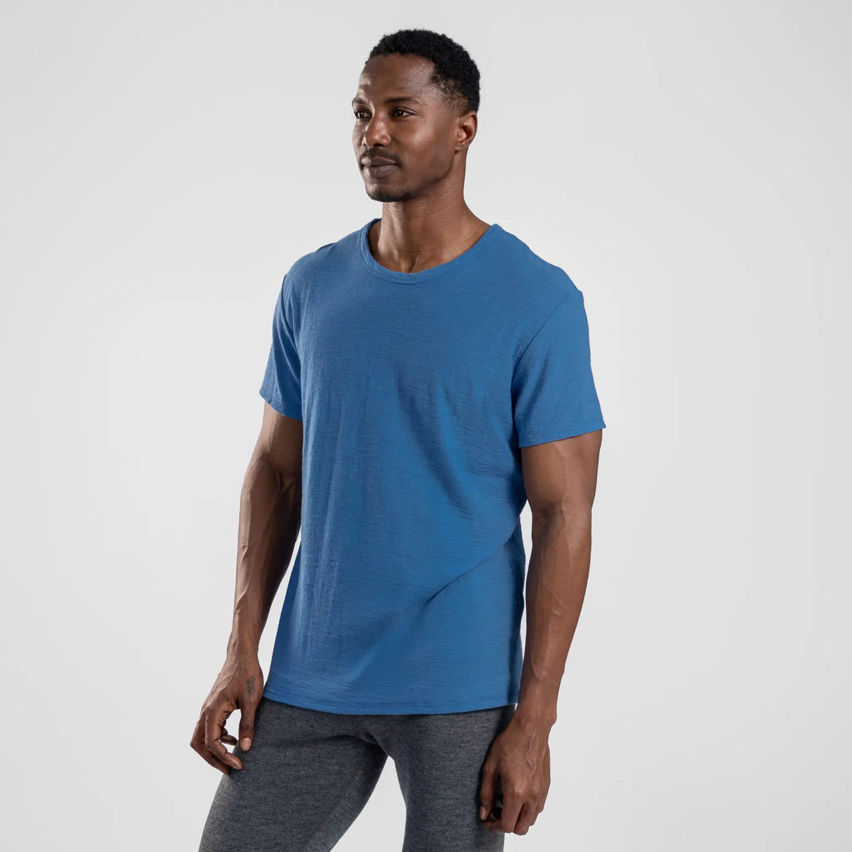 Men's Alpaca Wool T-Shirt: 160 Ultralight Crew Neck color baby blue
