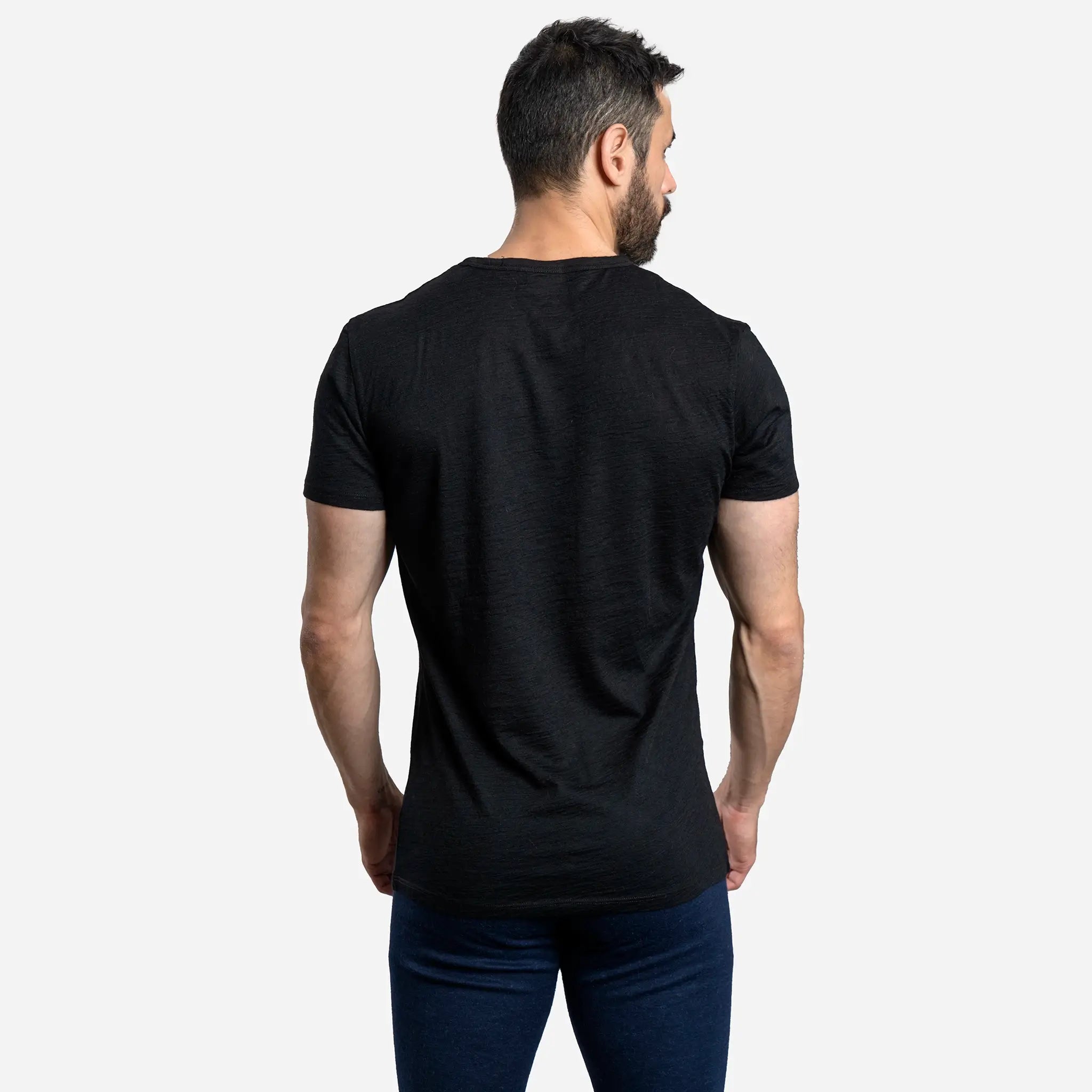 mens eco friendly crew neck tshirt color black