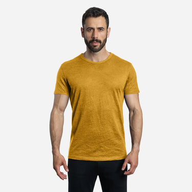 mens eco friendly crew neck tshirt color gold