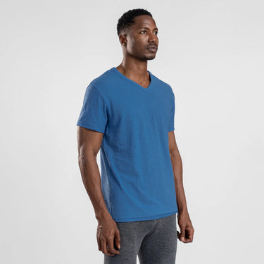 mens eco friendly vneck tshirt color baby blue