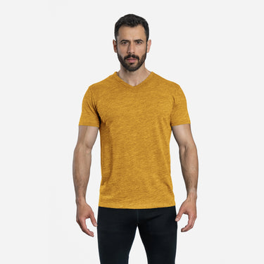 mens eco friendly vneck tshirt color gold