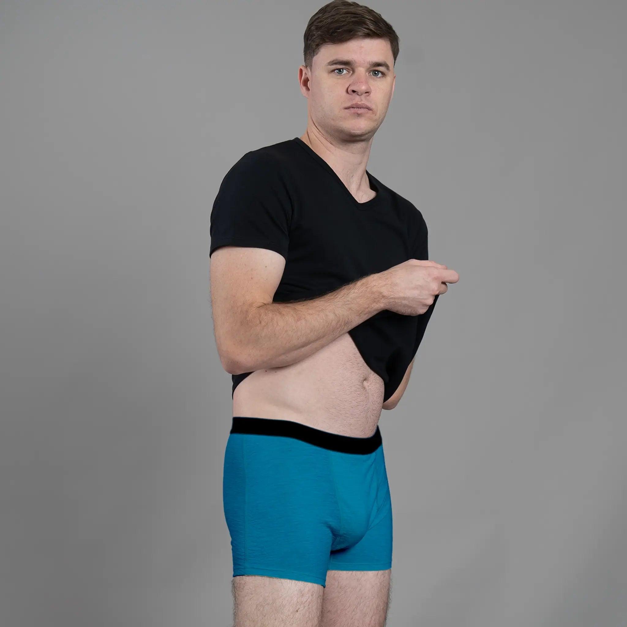 Men's Alpaca Wool Boxer Briefs: 160 Ultralight color Baby Blue