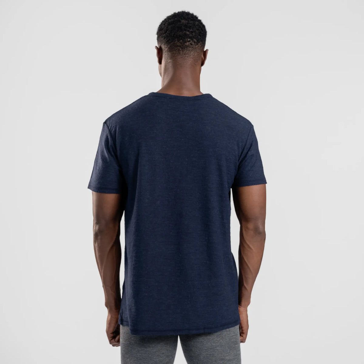 Men's Alpaca Wool T-Shirt: 160 Ultralight Crew Neck color navy blue