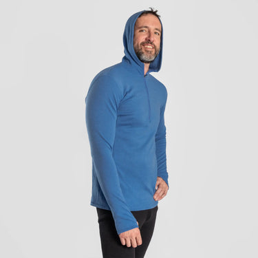 mens fast drying baselayer half zip hoodie color baby blue