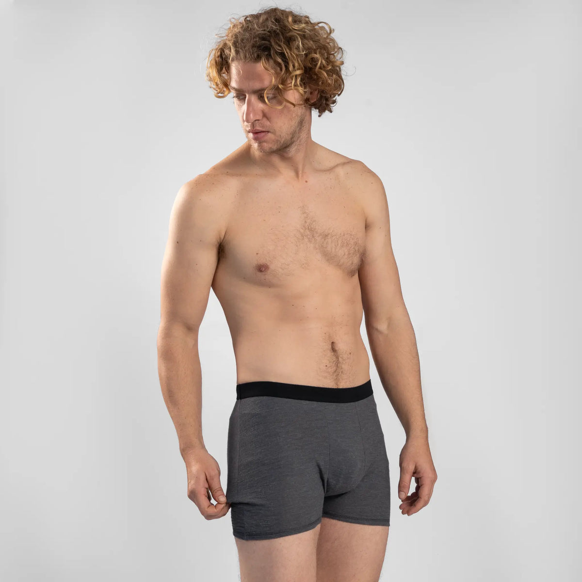 Men's Alpaca Wool Boxer Briefs: 160 Ultralight color gray