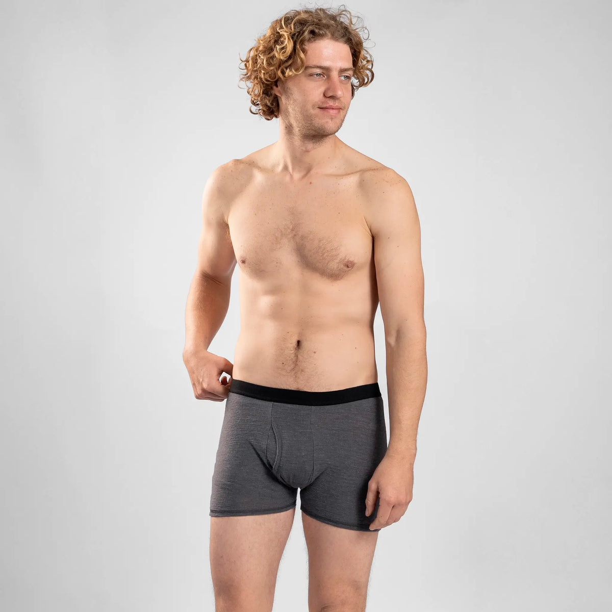 Men's Alpaca Wool Boxer Briefs fly color gray