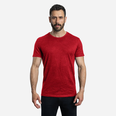 mens fast drying crew neck tshirt color red
