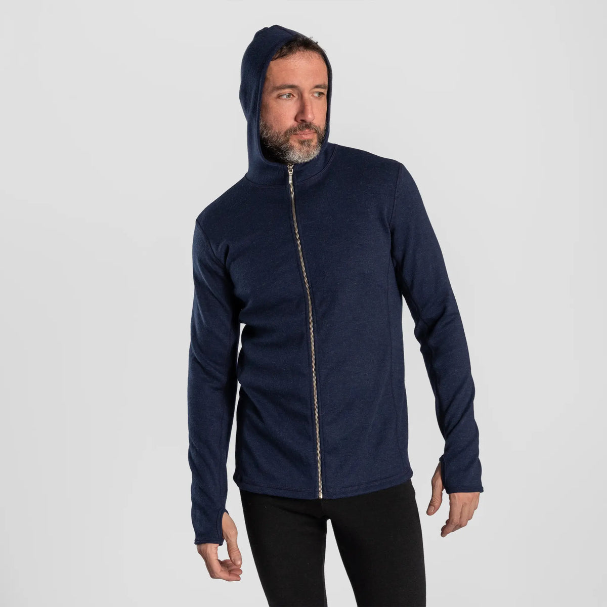 mens fast drying hoodie jacket full zip color navy blue