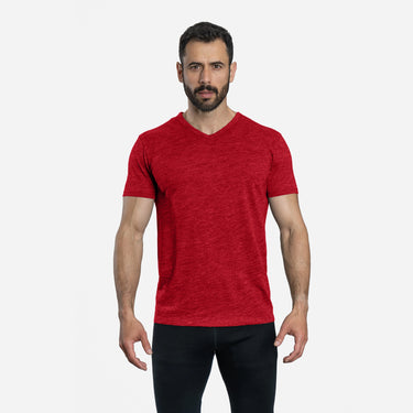 mens fast drying vneck tshirt color red