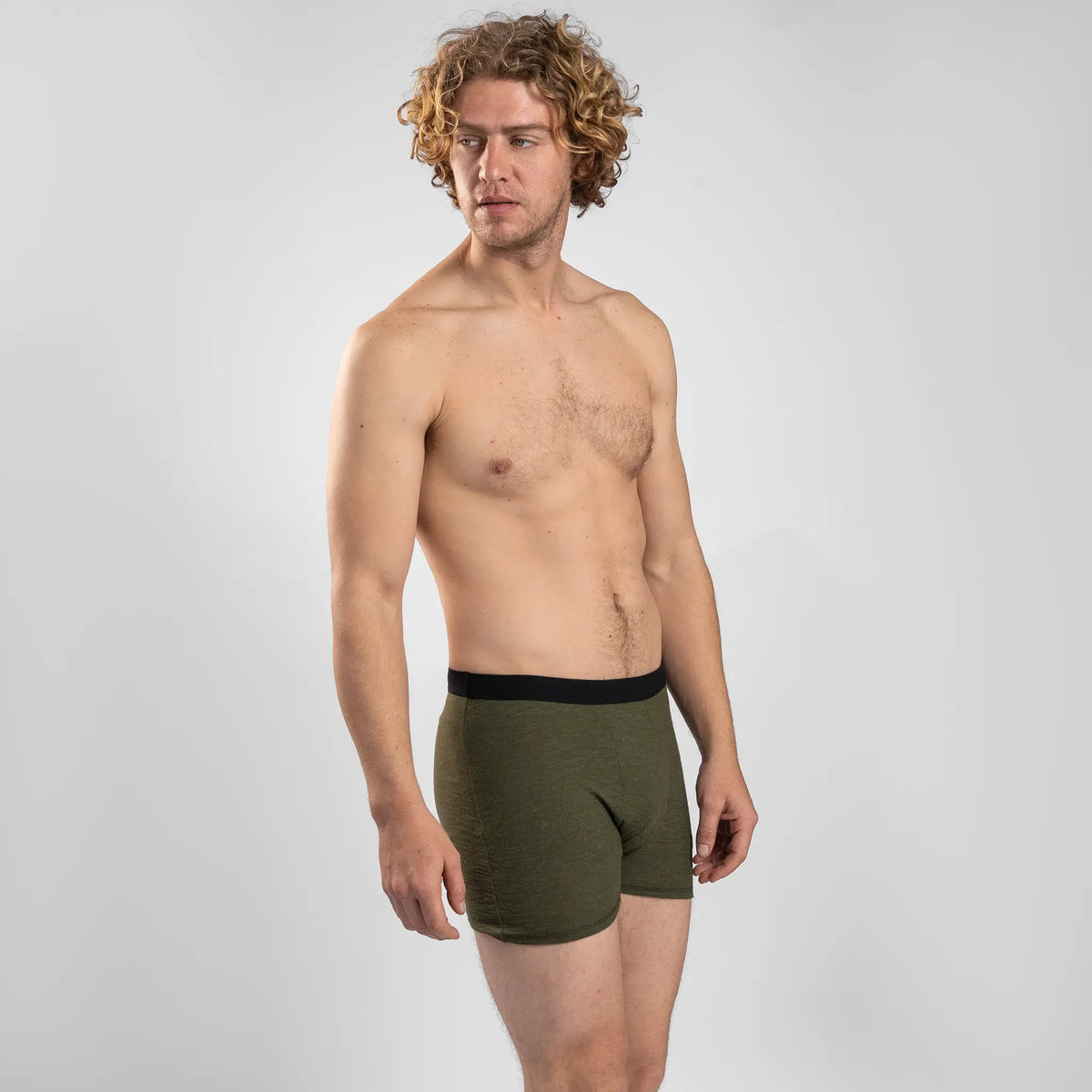 Men's Alpaca Wool Boxer Briefs: 160 Ultralight color green
