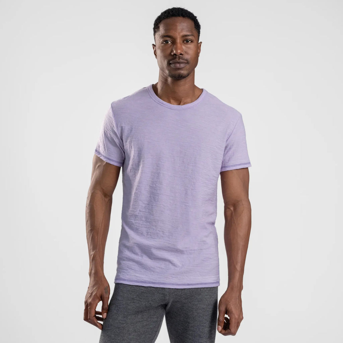 Men's Alpaca Wool T-Shirt: 160 Ultralight Crew Neck color lilac