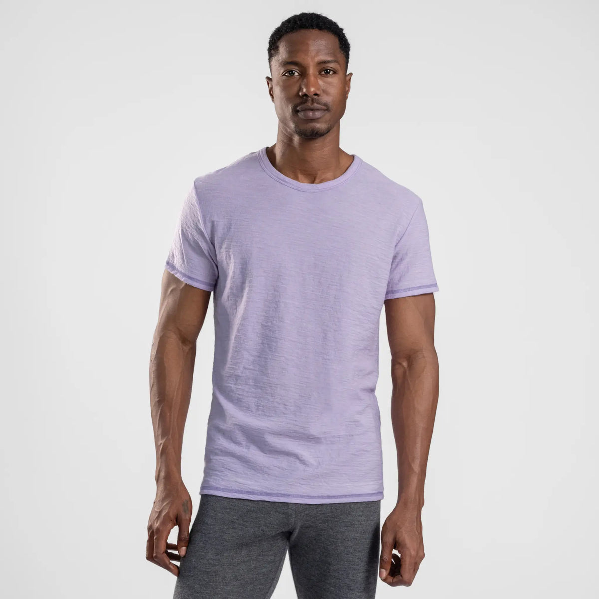 Men's Alpaca Wool T-Shirt: 160 Ultralight Crew Neck color lilac