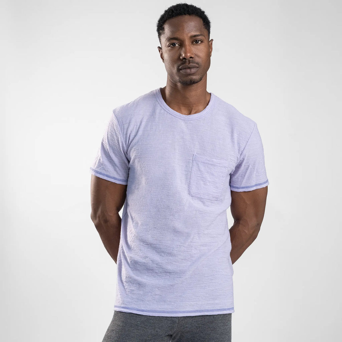 mens functional crew pocket color lilac