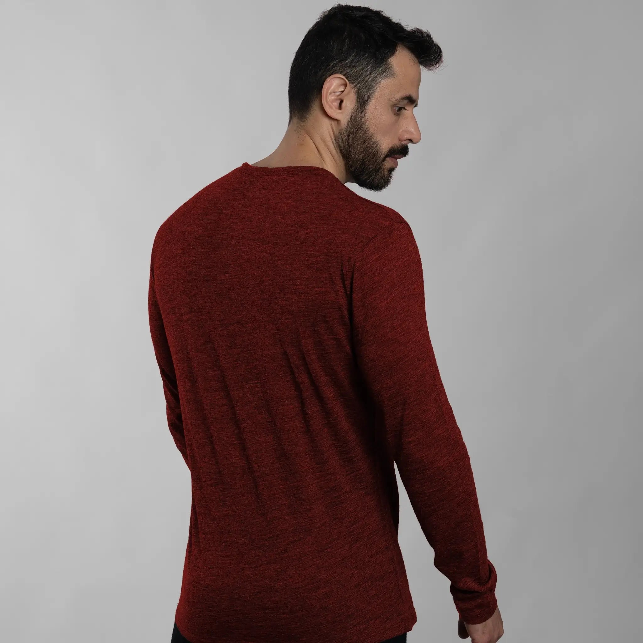 mens functional long sleeve tshirt color red