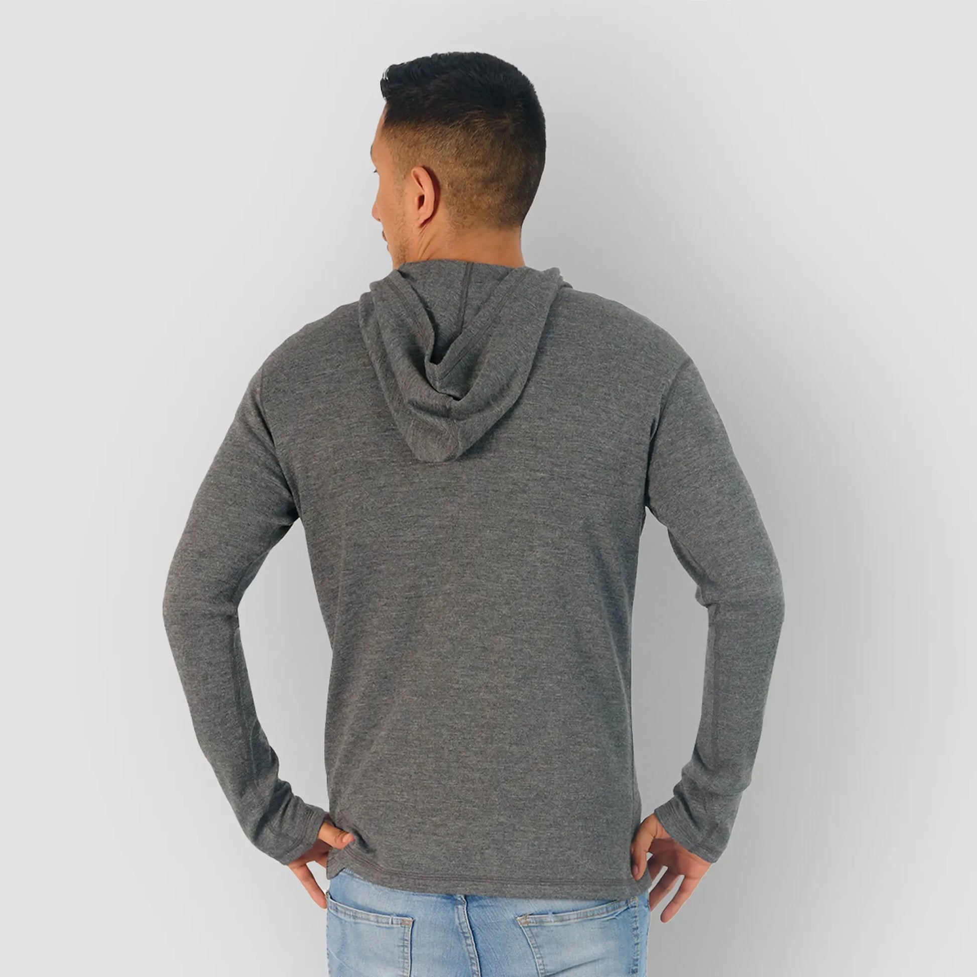 Men’s Alpaca Wool Half-Zip Hoodie: 300 Lightweight | Arms of Andes Gray / XXL