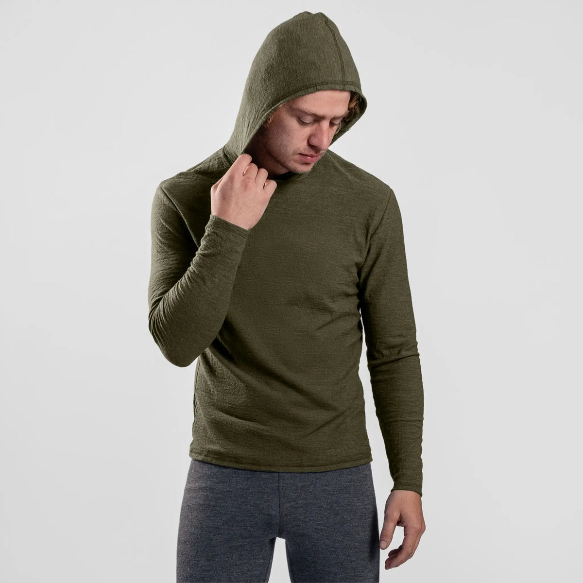 Men's Alpaca Wool Sun Hoodie: 160 Ultralight color green