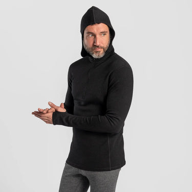 mens high performance baselayer half zip hoodie color black