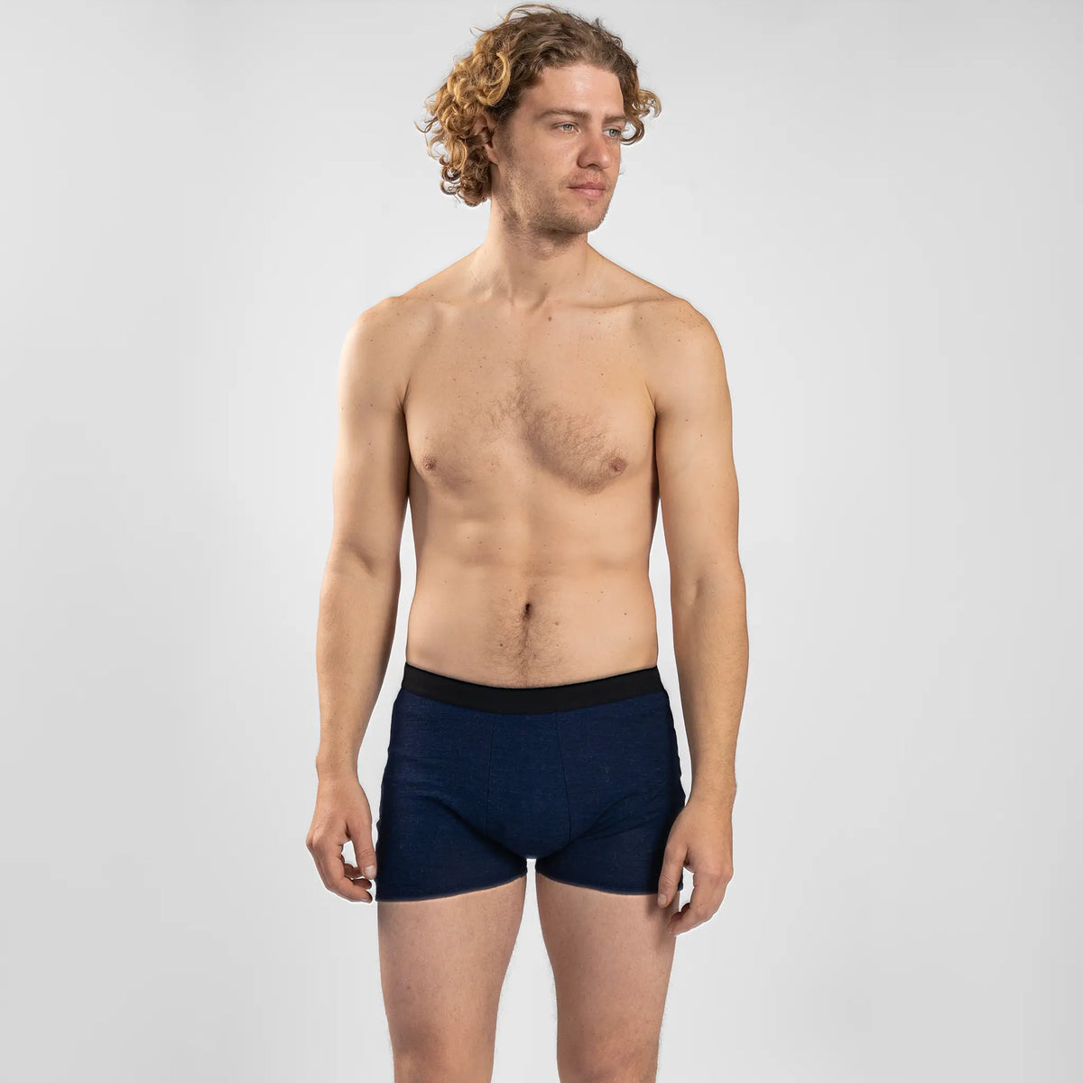 Men's Alpaca Wool Boxer Briefs: 160 Ultralight color navy blue