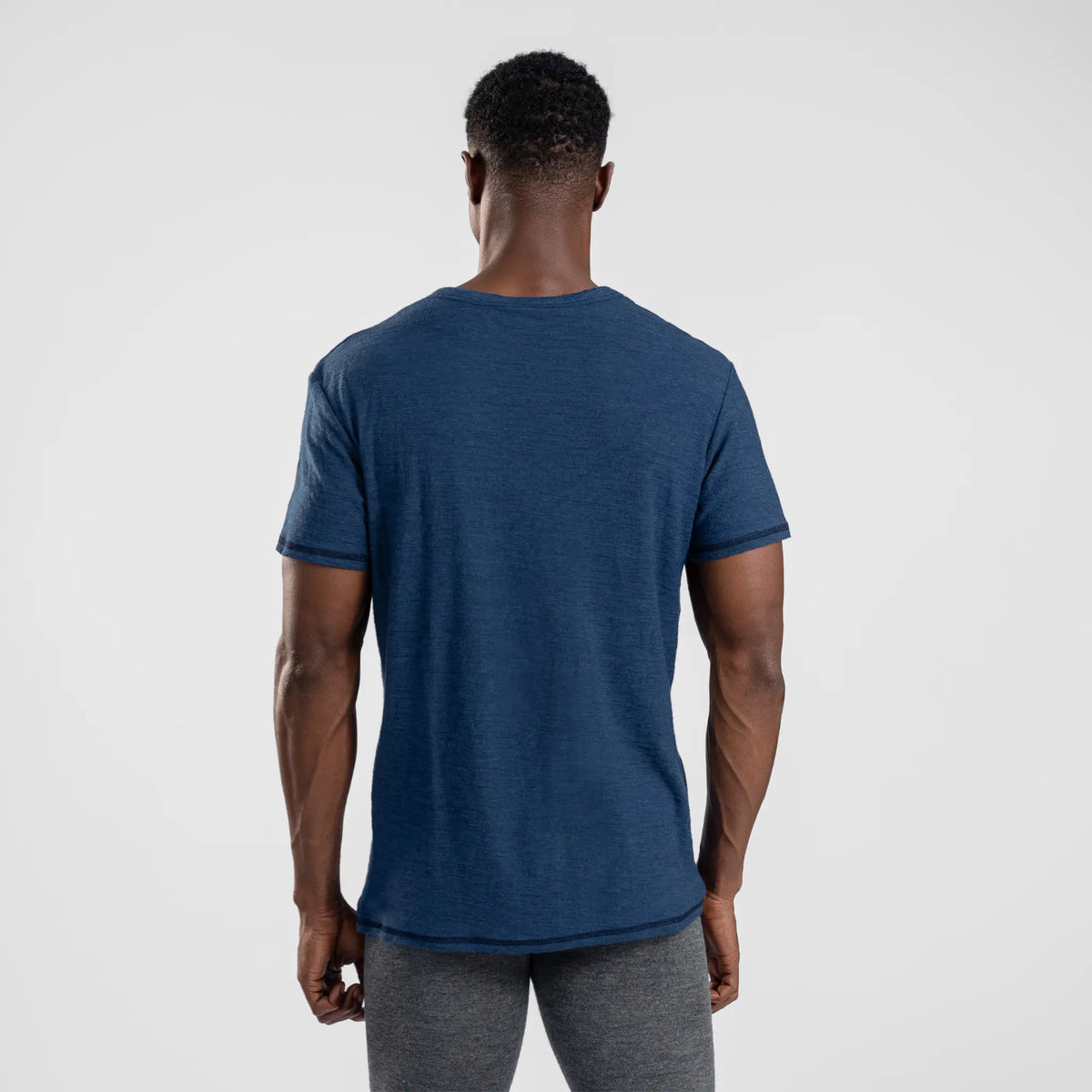 Men's Alpaca Wool T-Shirt: 160 Ultralight Crew Neck
 color natural blue