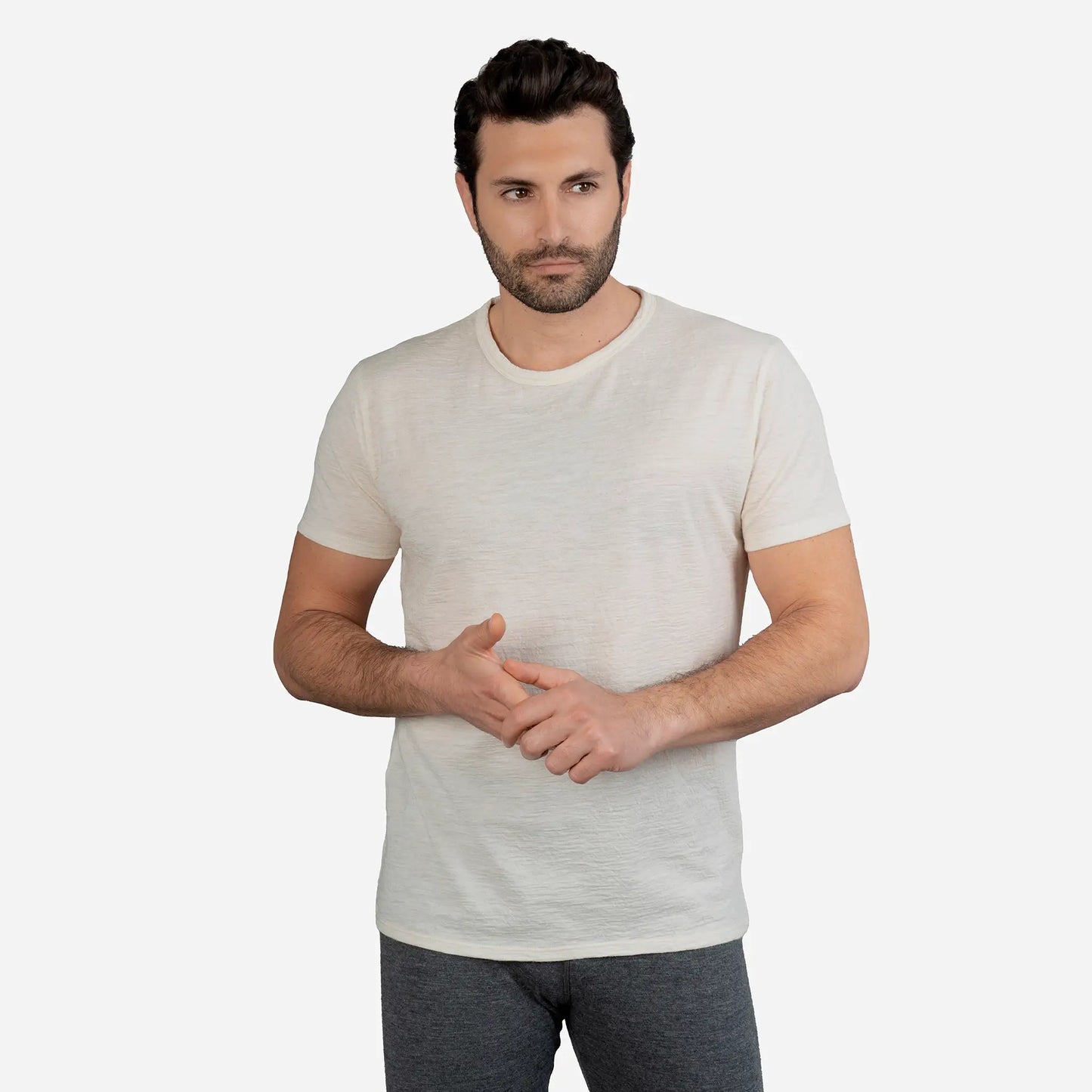 mens high performance crew neck tshirt color undyed