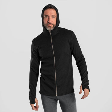 mens high performance hoodie jacket full zip color black