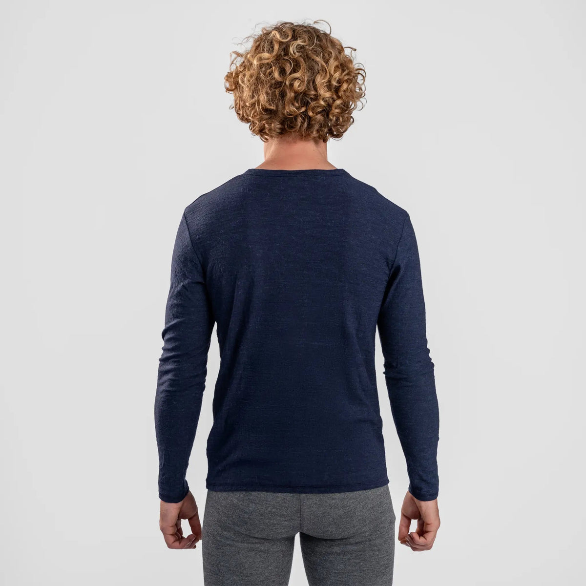 Men's Alpaca Wool Long Sleeve T-Shirt: 160 Ultralight color navy blue