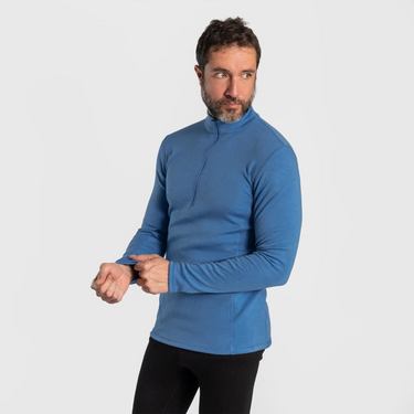 mens highly breathable baselayer half zip color baby blue
