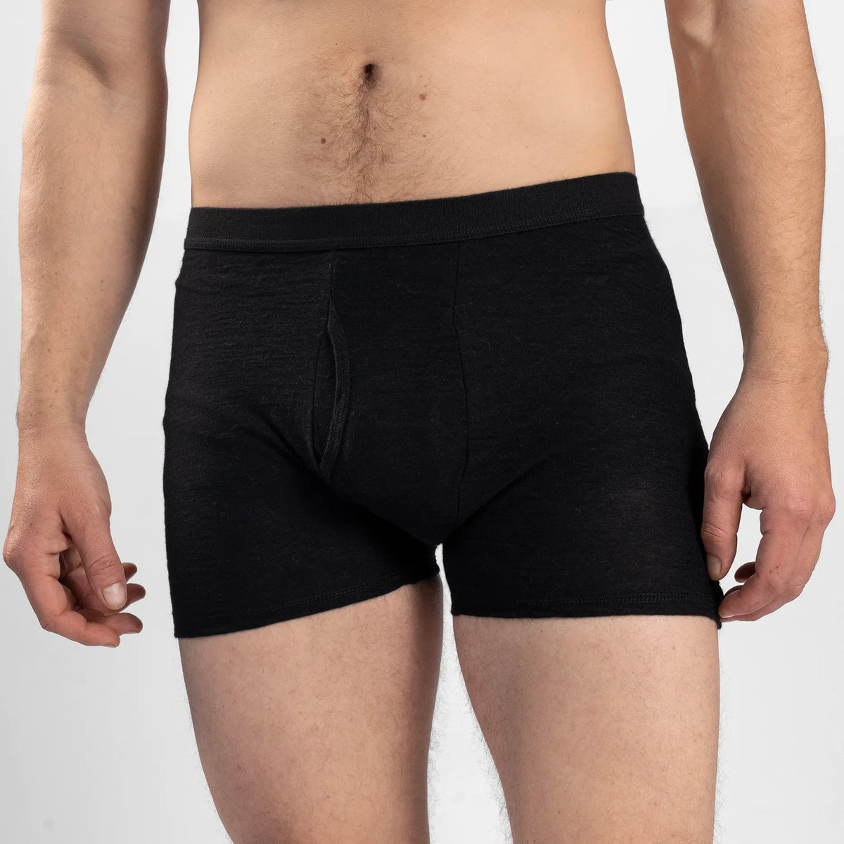 Men's Alpaca Wool Boxer Briefs fly color black