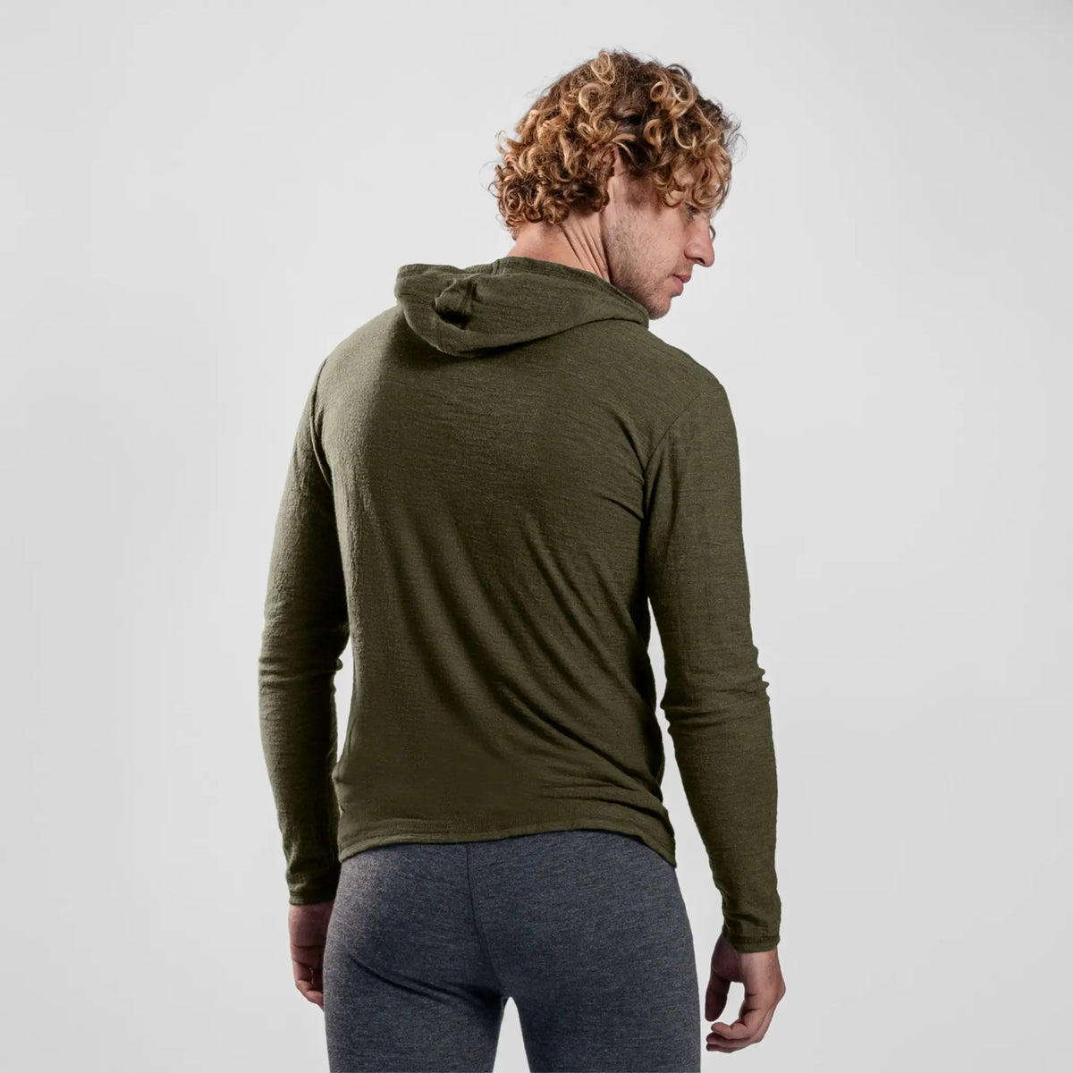 Men's Alpaca Wool Sun Hoodie: 160 Ultralight color green