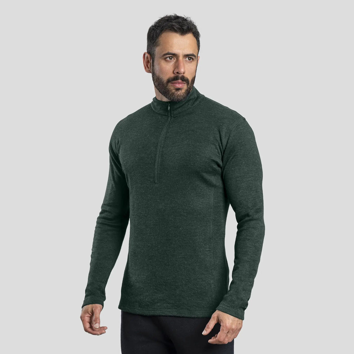 Men's Alpaca Wool Base Layer: 300 Lightweight Half-Zip color dark teal