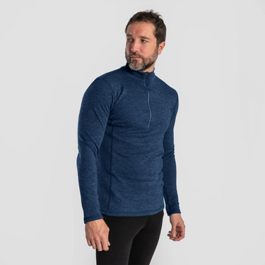 mens low impact dye baselayer half zip color natural blue