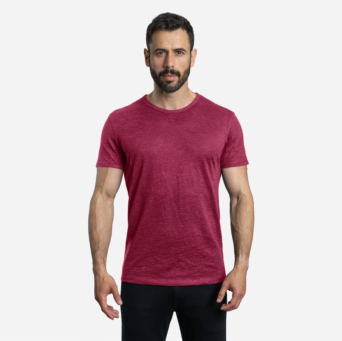 Men's Alpaca Wool T-Shirt: 160 Ultralight Crew Neck color natural red