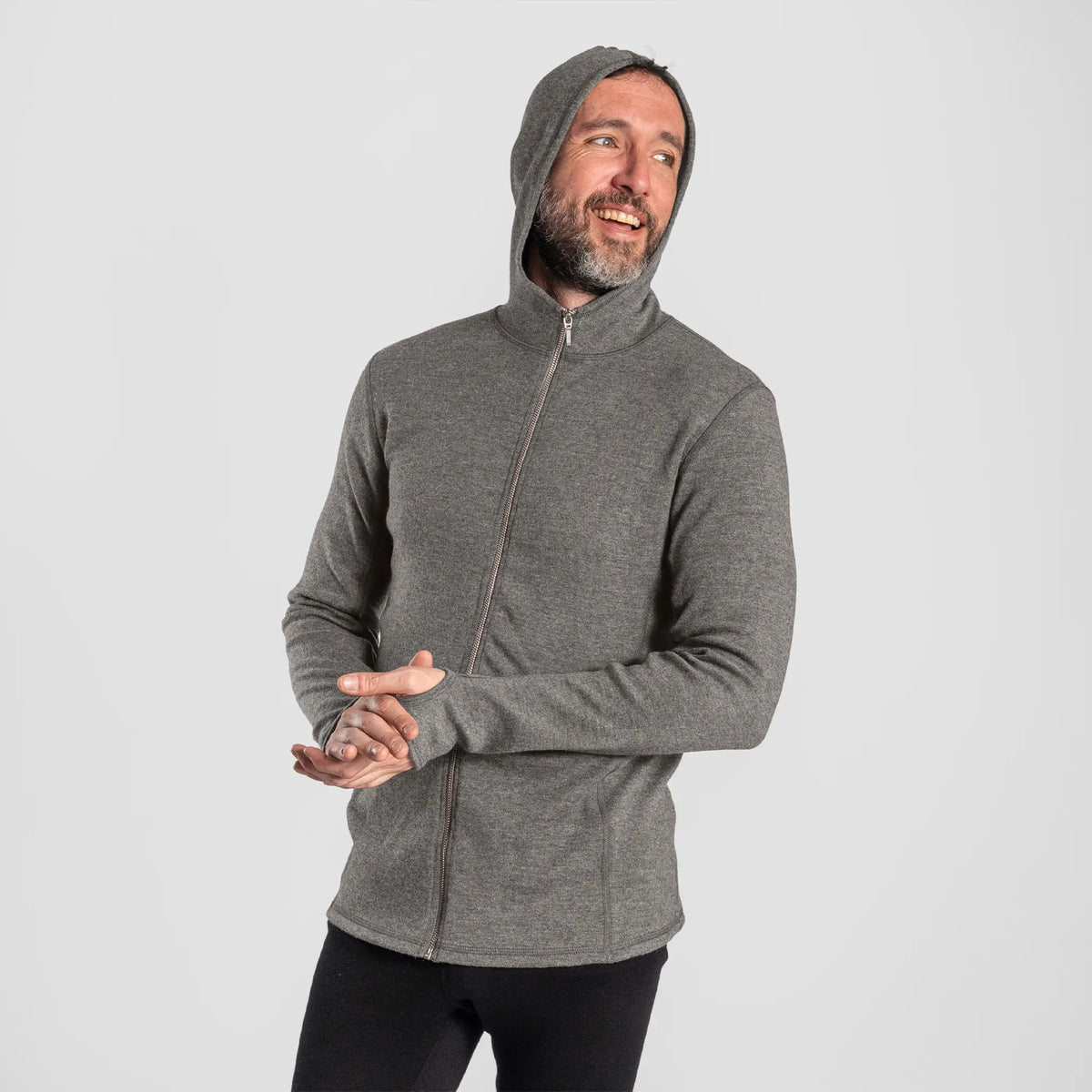 mens low impact dye hoodie jacket full zip color natural gray